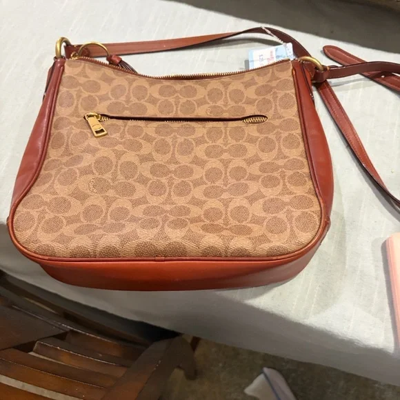 Coach Tan Signature Canvas crossbody with Brown Leather Trim - Picture 6 of 7